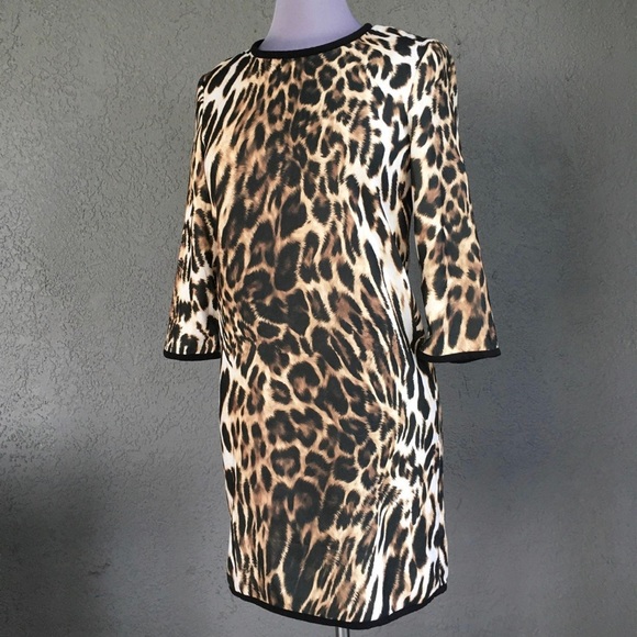 MNG Leopard Long Sleeve Sheath Dress -Size S - Picture 4 of 12